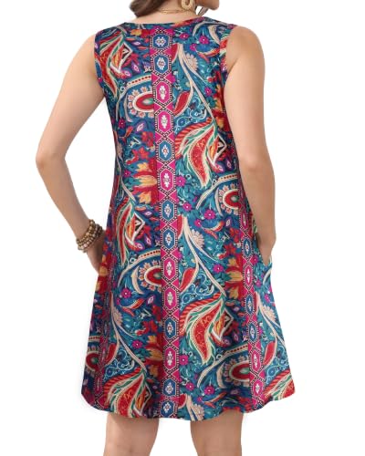 Image of Womens Summer Dresses Casual Loose Fit Sleeveless Sundress with Pockets