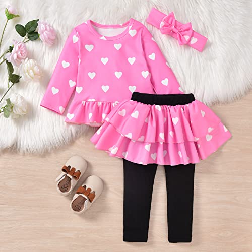 Image of fioukiay Girl Fall Winter Clothes Toddler Girls Spring Outfits Baby Girl Floral Top with Pants Clothing Sets