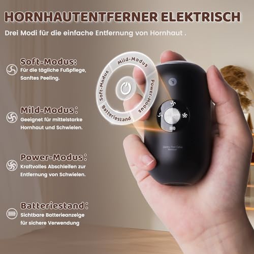 ergonomischer Griff und LED-Licht sichtbar (92 Zeichen). - Detailansicht von FIVAVA Hornhautentferner Elektrisch Deal –...