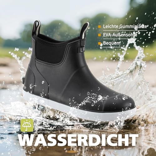 Foinledr Gummistiefel Damen Halbhoch, Wasserdicht Gefüttert Antirutsch Stiefel, Regenstiefel für Outdoor Gartenschuhe