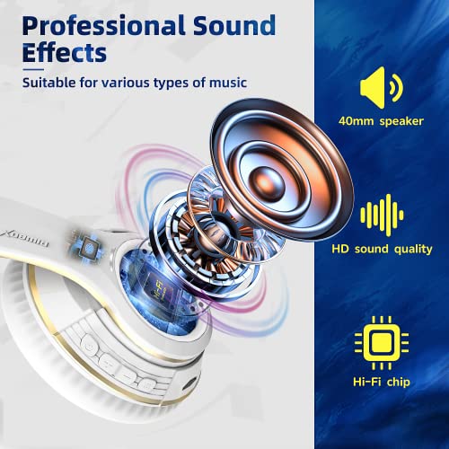 Riwbox Tx8 Bluetooth Headphones, Over Ear Headphones, Hifi Stereo, With Touch Control And Mic, Soft Earmuffs/Foldable/Sd/Tf, 40H Playtime, For Iphone And Android, Great For Music/Ofc/Tour/Gym/Game #TOP1