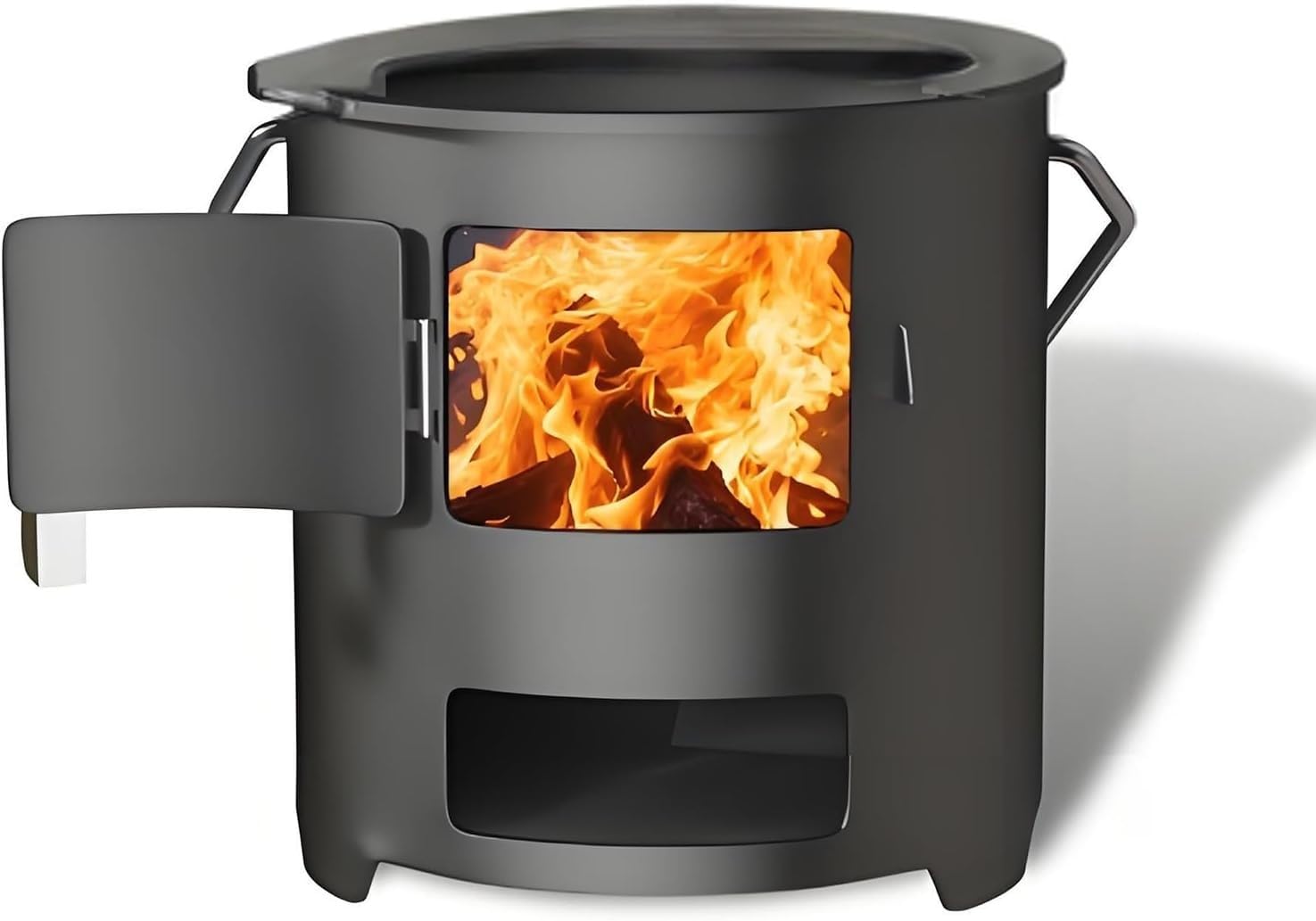 Poêle à bois portable sécurisé contre le froid intérieur avec poignée anti-brûlure