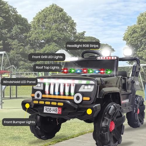 Image of SHAKYA WORLD Nitro Battery-Operated Rechargeable Ride-on Jeep for Kids with Remote Control, 1 to 4 Years, Black