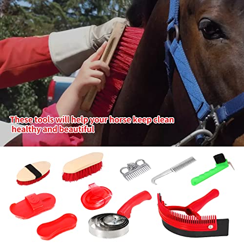Awagas 10Pcs Horse Cleaning Tool Set, Horse Brushes Kit, Horse Brush Kit, Horse Grooming Brush Set, Horse Grooming Tools Set, Horse Grooming Set Horse Grooming Body Brush Kit For Horse Cleaning #TOP4