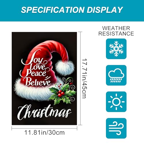 Image of BlissYard Christmas Garden Flag 12x18 Inch Santa Hat Words Yard Decor