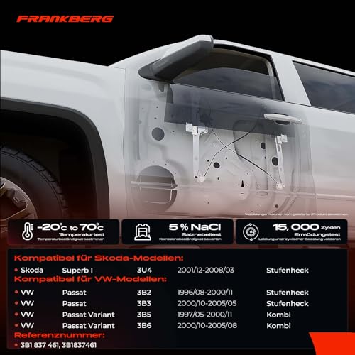 Frankberg Fensterheber mit Grundplatte Vorne Links Kompatibel mit Superb I 3U4 P-a-s-s-a-t 3B2 3B5 Stufenheck Kombi 1996-2008 3B1837461