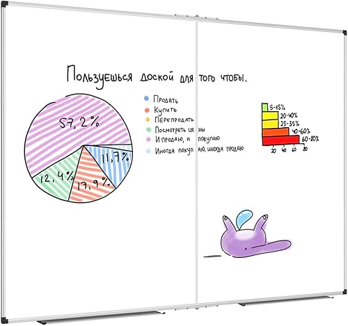 Miniatura 4 de XBoard Pizarra blanca magnética extragrande de 60 x 40 pulgadas, pizarra blanca gigante plegable de borrado en seco para pared con bandeja de