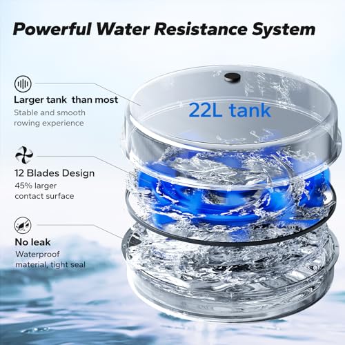 MERACH Wood Rowing Machine for Home Gym, Finest Solid Rower Machine with 6 Levels of Water Resistance, 22 L Tank, Built-in Monitor, Max 150 kg Weight Capacity, App Compatible - Image 4