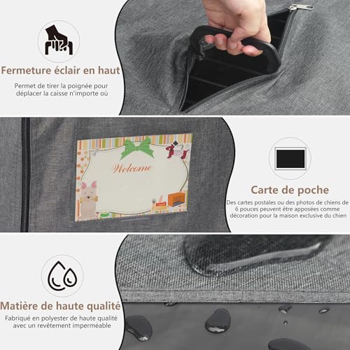 Housse pour cage de chien durable gris bâche de protection intérieur extérieur