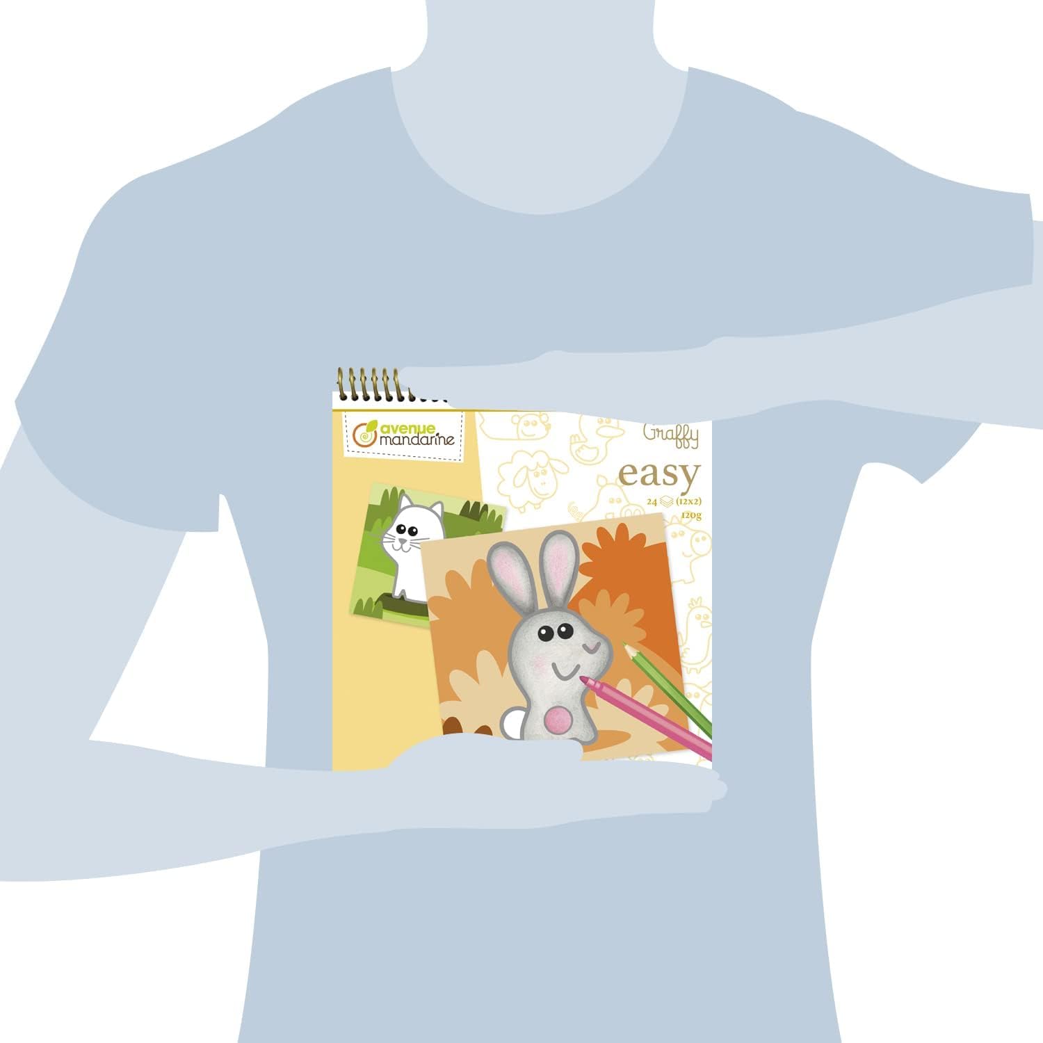 AVENUE MANDARINE GY129C, One Colouring Book Graffy Easy 24 pages 20x20 cm, From 2 years, Farm Animals - Image 4