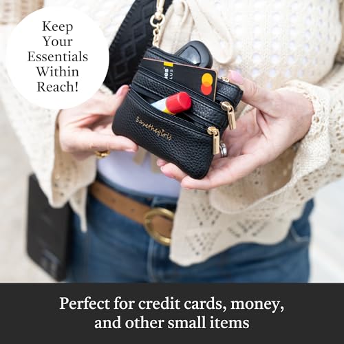 Image of Save the Girls Original Clip and Go Phone Strap Pattern (Classic - Black) - Crossbody Phone Strap Chain with Zipper Wallet Pouch - Phone Lanyard Zippered