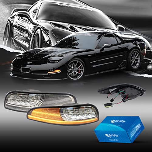 Vette Lights 1997-2004 C5 Corvette Laser LED Front Corner Assemblies (Sold AS Set) (Clear)