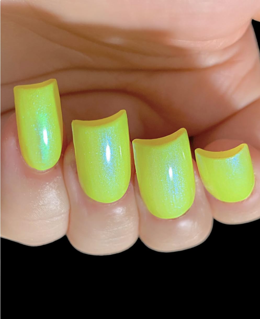 Polish Me Silly Glowing Wild - Neon Yellow Blue Green NEON Glow Pop Collection Multi-Color Shifting: Mylar Oil Slick Nail Polish