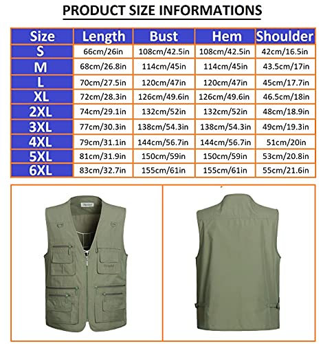 Hwalleum Men's Multifunctional Outdoor Casual Gilet, Mens Summer Lightweight Vest Waistcoat Safari Multi Pocket Working Fishing Hunting Hiking Gilets Jacket Breathable Quick Dry Photography Top - Image 5