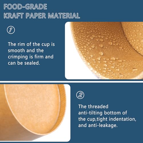 Image of 8 oz 75 Pack Ice Cream Cups with Lids, Paper Soup Cups Disposable | Paper Soup Containers with Lids for Soups, Stews, Ice Creams, Sorbet and Salads