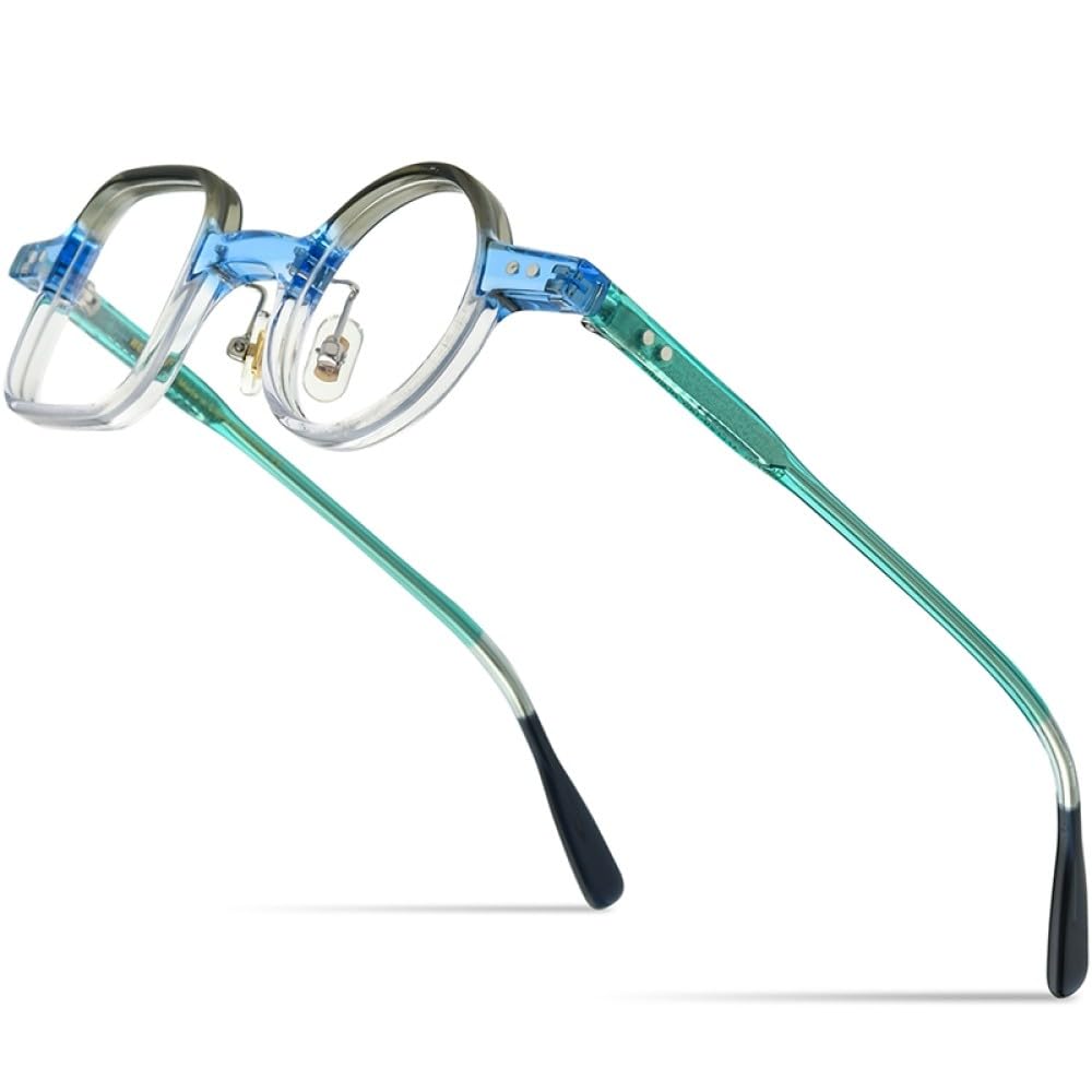 MUTYNE Montura de gafas de acetato multicolor para hombre, anteojos redondos cuadrados, gafas para mujer