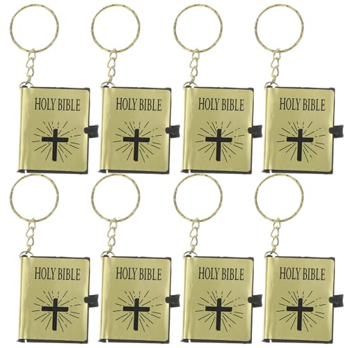 Ciieeo Llavero Santa Biblia Colgante de Libro en Miniatura, Metal Dorado, 18 Piezas, Llaveros Religiosos Decorativos para Bolso, Mochila y Obsequio Cristiano