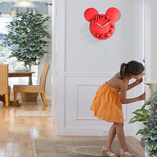 Meidi Clock Modern Design Mickey Mouse Big Digit 3D Wall Clock Home Decor Decoration - Red #TOP4