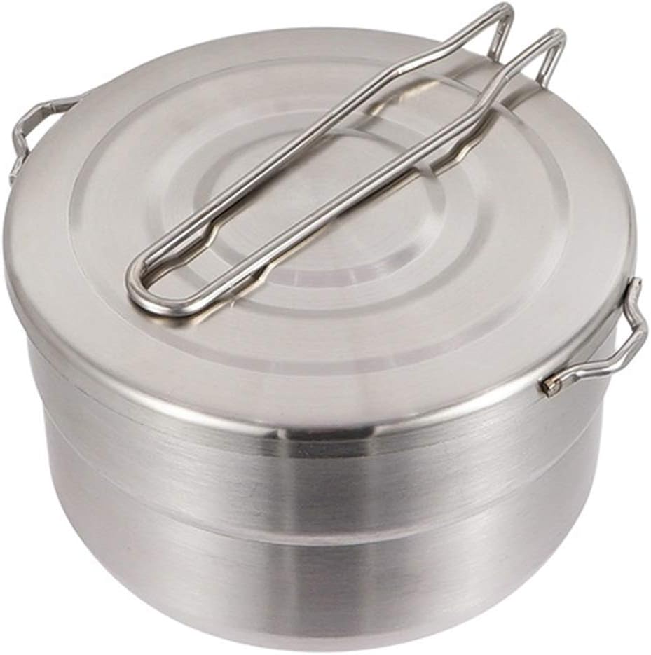 Stainless Steel Outdoor Camping Pot Portable Mountaineering Cooking Pot Cooking Tool Travel Cookware Equipment