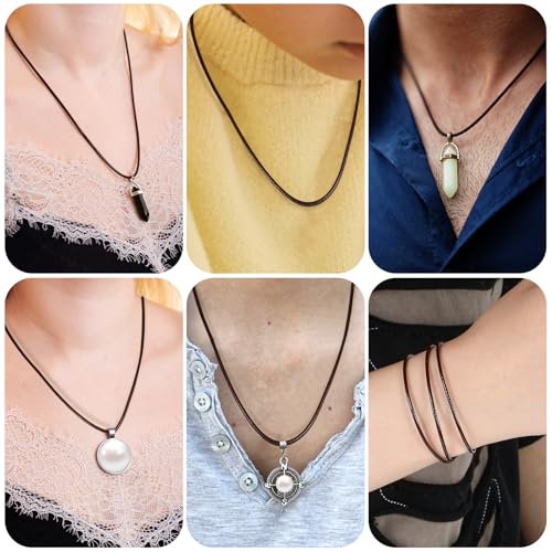 AHQiZFX 4 Stück Lederband für Kette,1.5/3mm Kunstleder Lederband mit Verschluss,Armband Lederkette Herren,Geflochten Lederkette,Lederhalsband Damen,Leder Halskette für Männer DIY Anhänger Schmuck