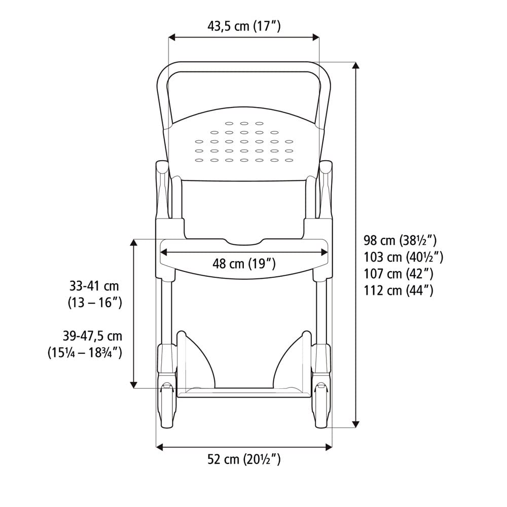 Etac Clean - Sedia a rotelle per doccia e WC standard, 55 cm, colore: Lagoon/2