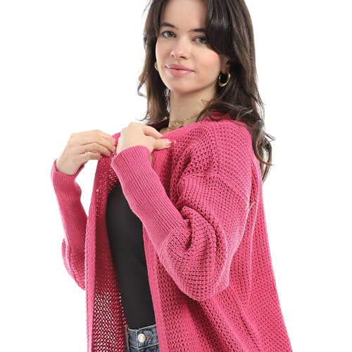 Andora Turned Down Plain Self Pattern WOMEN Sweater rose_ One Size