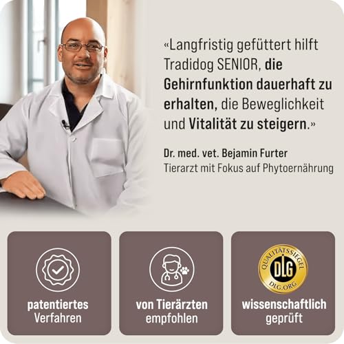 Tradidog Senior Futtertopping - Alternative zu Gelenktabletten, Gelenkpulver, Teufelskralle und Grünlippmuschel Hund - Omega 3 für Gelenk- und Knochenschutz, gegen Arthrose 2x350g, 30-60 Tage Vorrat