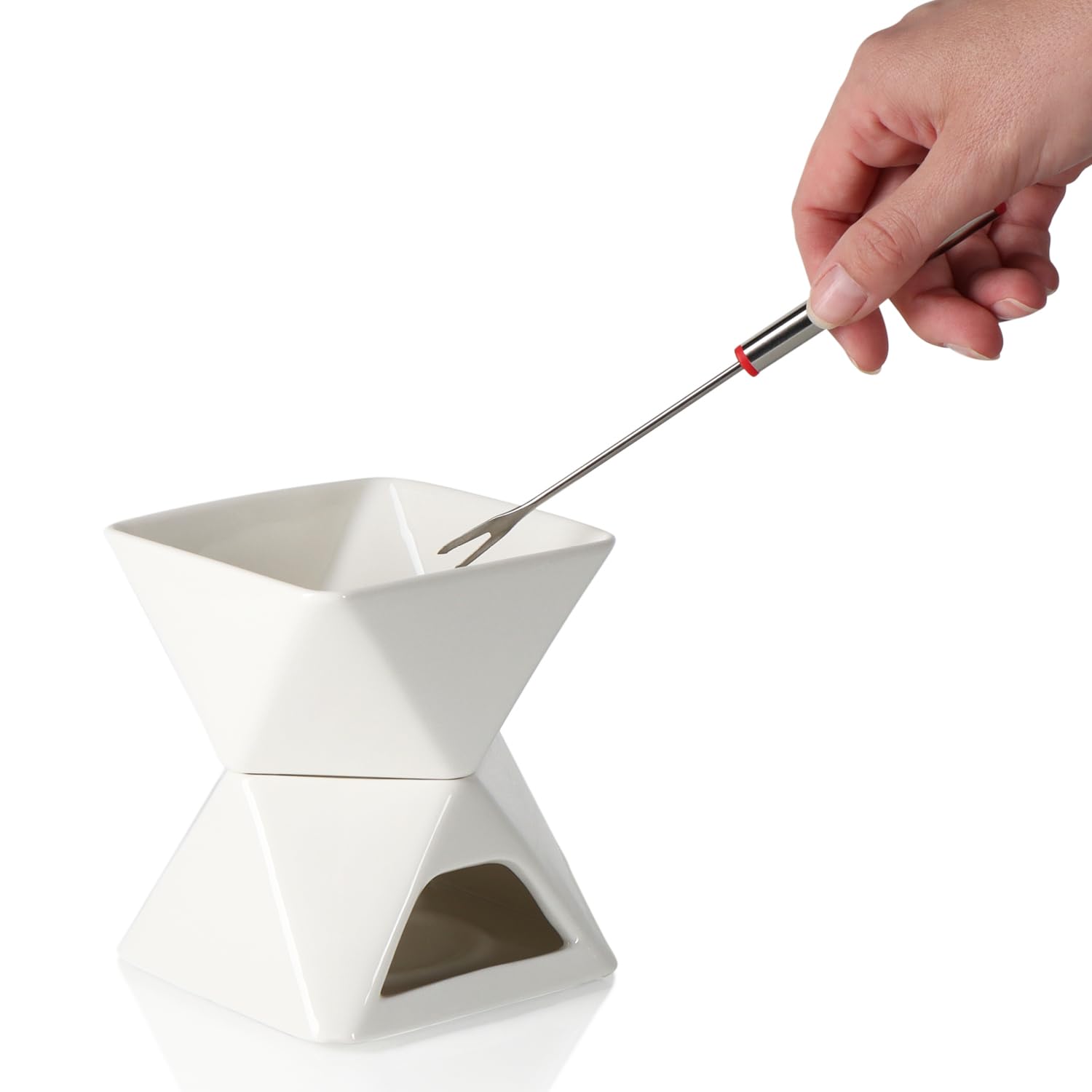 Fonduta Di Cioccolato O Formaggio - Set Ceramica A Cuore Con 4 Forchette, Senza Candela - Foto 11