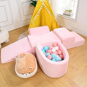 Foam Climbing Blocks for Toddlers & Babies – 5-Piece Soft Playset with High-Density Memory Foam & Velvet Cover – Indoor Climb and Crawl Activity Play Set for Motor Skills Imaginative Active Fun – Pink