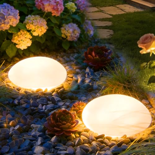 LEAHPENG Solar Powered Rock Lights Outdoor Solar Landscape Spotlights Outdoor Waterproof Solar Decorative Lighting for Yard Walkway Patio Pathway Flowerbed Garden Decoration(2 Pack)