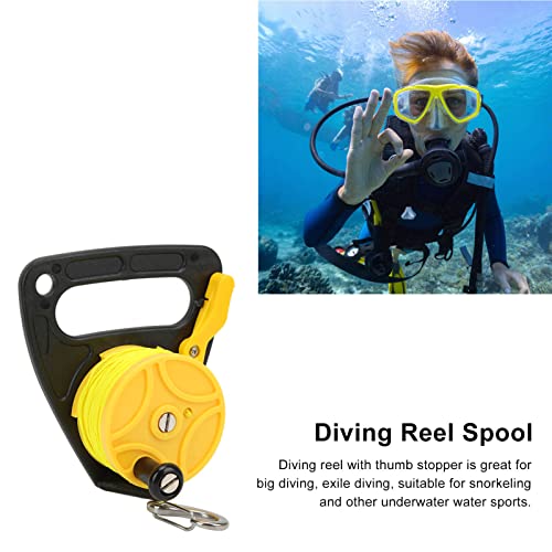 Carrete de buceo alambre amarillo de nailon con gancho inoxidable 3
