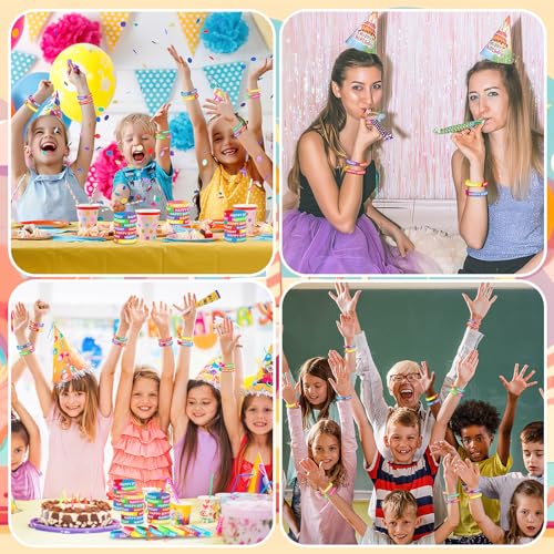 Image of JUNEBRUSHS 64pcs Happy Birthday Rubber Bracelets Classroom Reward Gifts