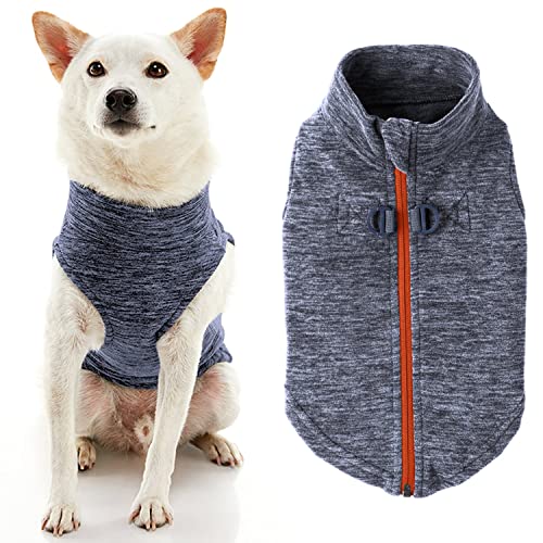 GOOBY 72116-WGRY-S Fleece Dog Vest with Zipper Closure, Gray, Small, Gray Wash, Small chest (~13.5")
