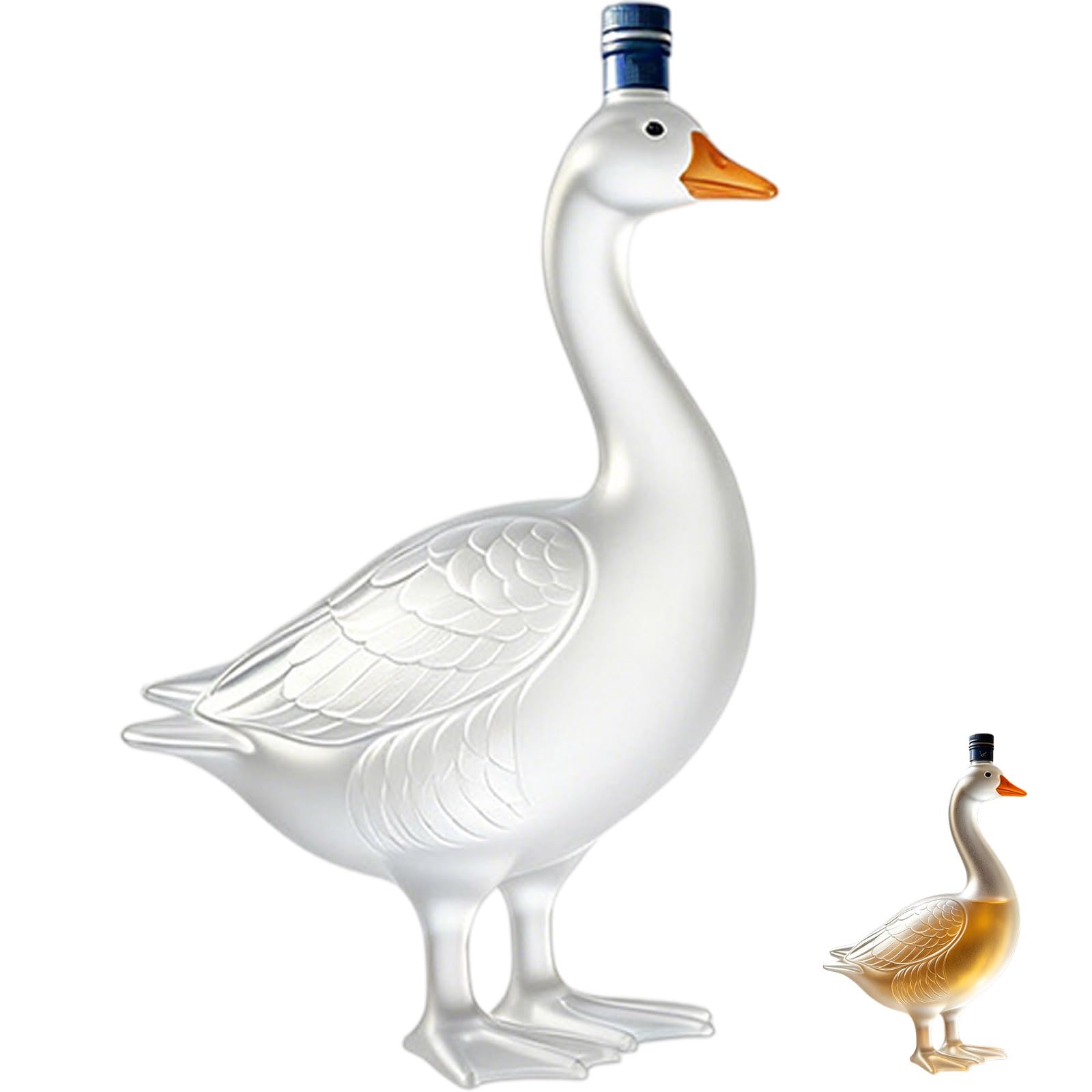 30th Anniversary 3D Sculpted Goose Liquor Decanter, 350ml Glass Whiskey Vodka Bottle, Goose Shaped Liquor Container, Novelty Drink Bottle for Home Bar Party, Unique Gift for Men Dad (Frosted)