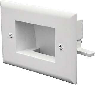 DATA COMM Electronics 45-0008-WH Easy Mount Recessed Low Voltage Cable Plate - Acrylonitrile Butadiene Styrene , White