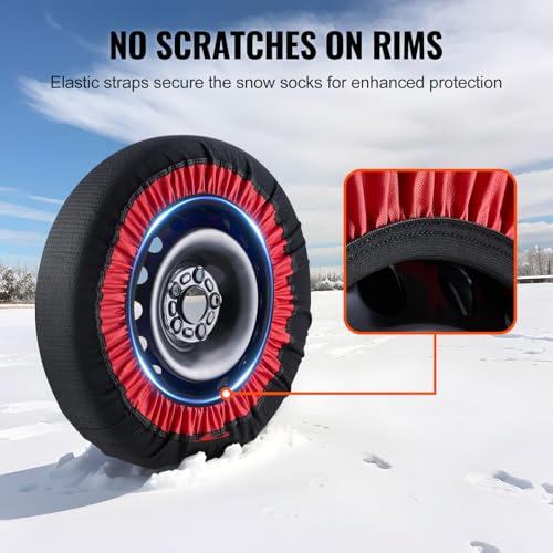 Vevor 2 PACK SNOW SOCKS Thickened Snow Socks For Tires, Polyester Fiber Tire Socks With Elastic Straps, Snow Traction Tire Cover For Car thumb #4
