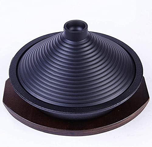 chaozhi Large Cooking tagine 28 cm with Named cast Iron Base and Cone-Shaped lid for Different Cooking Styles cast Iron tagine with Tray
