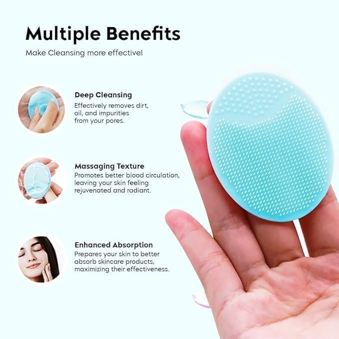 Image of 4-in-1 Soft Silicone Bath Brush Set | Long Handle Back Scrubber + Body Scrubber + Scalp Massager + Face Massager | Super Exfoliating & Lathering Shower Brush | BPA-Free | For Men & Women | Hooks Included