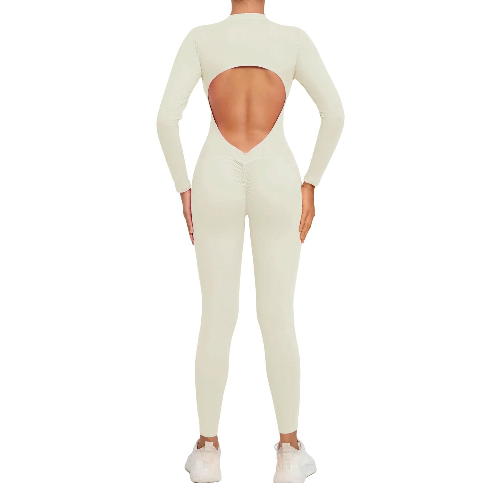 bielizna modelująca kombinezony z długim rękawem dla kobiet body z dekoltem w serek trening pełna długość bodycon scrunch legginsy jednoczęściowy kombinezon
