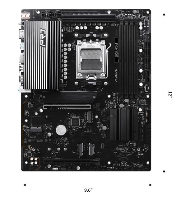 Image of ASRock B850 Pro-A AMD AM5 ATX Motherboard, Supports AMD Ryzen 9000 /8000 /7000 Series Processors, DDR5 8000+ (OC), PCIe 5.0, 2.5G LAN, BIOS Flashback, 14+2+1 Power Phase