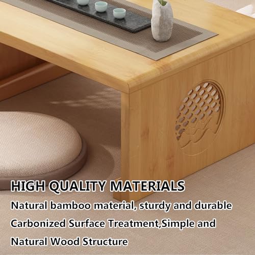 Table basse pliante japonaise portable en bambou de 100x50cm - 5