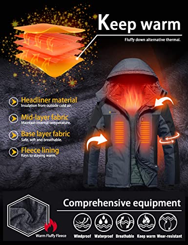 Image of GEMYSE Men's Ski Snow Jacket Warm Winter Waterproof Coat Snowboard Rain Jacket Hooded Windproof Windbreaker