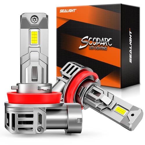 Image of SEALIGHT S1-Pro H11 /H8 /H9 Fog & Light Bulbs, 40000LM 6500K White H11 Lights, 1600FT Beam, IP67 Waterproof with Fan, 2-Pack for ATV /SUV