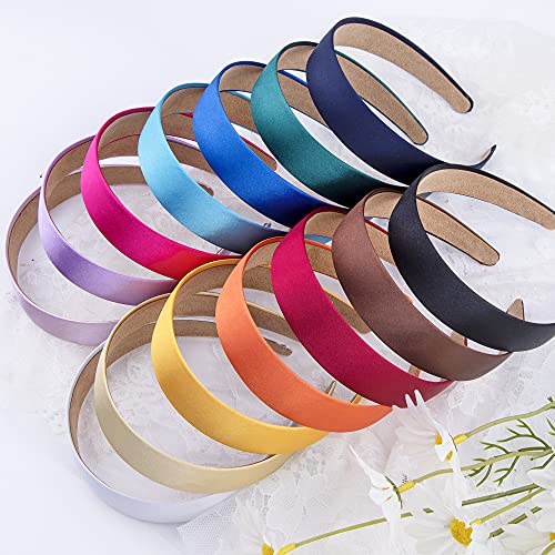 Siquk SC-21-071 14 Pieces Satin Headbands 1 Inch Headband Colorful Plain Headband Diy Craft Headbands thumb #4