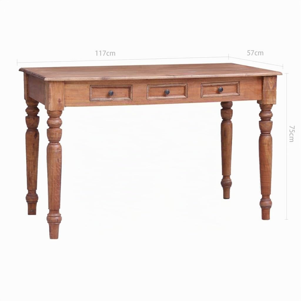 vidaXL Escritorio con Cajones, Mesa para Ordenador, Escritorio de Secretaria, Mueble para Oficina Despacho Estudio, Madera Maciza de Caoba