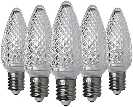 Juego de 25 bombillas LED de repuesto con cubierta facetada blanca C9, regulables, alto brillo, E17, luces decorativas de Navidad para decoración de