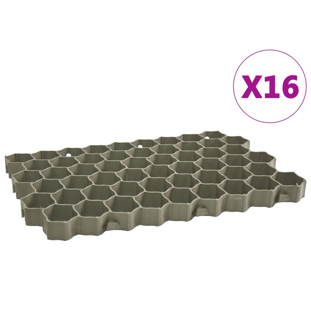 Rasenwaben 16 STK. Grün 60x40x3 cm Kunststoff Bodengitter Rasengitter für Garten Einfahrt Gehweg