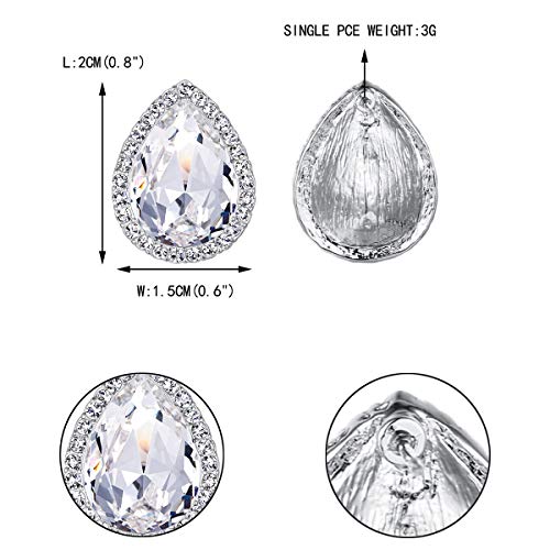 Ever Faith Women's Austrian Crystal Wedding Teardrop Stud Earrings Clear Silver-Tone #TOP3