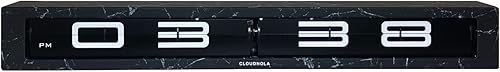 Cloudnola Timeline - Reloj de pared y mesa de metal para decoración de pared, efecto de mármol negro, 24 pulgadas de ancho, pantalla digital a pilas