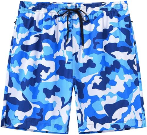 Image of Tyhengta Men's Swim Trunks Quick Dry Beach Shorts with Zipper Pockets and Mesh Lining